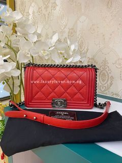 #18 Chanel Boy Old Medium Red Calf RHW