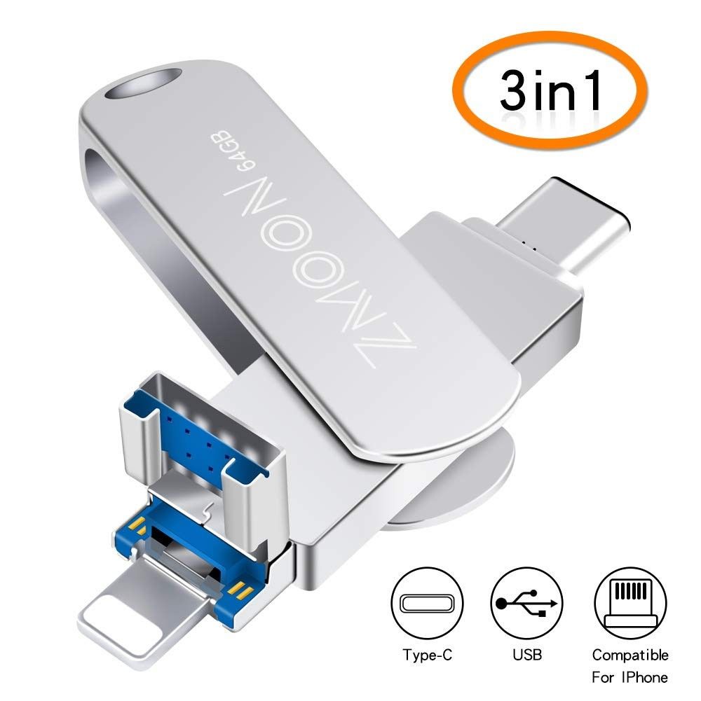 3 en 1 USB Flash Drive Expansión Memory Stick Otg Pendrive para Iphone Ipad  Android PC