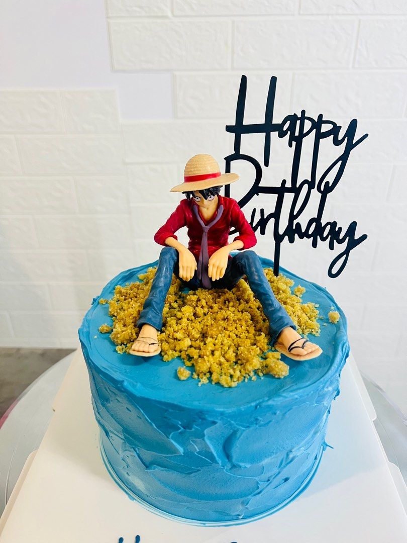 6 inch One Piece luffy D cake birthday cake, Food & Drinks, Homemade