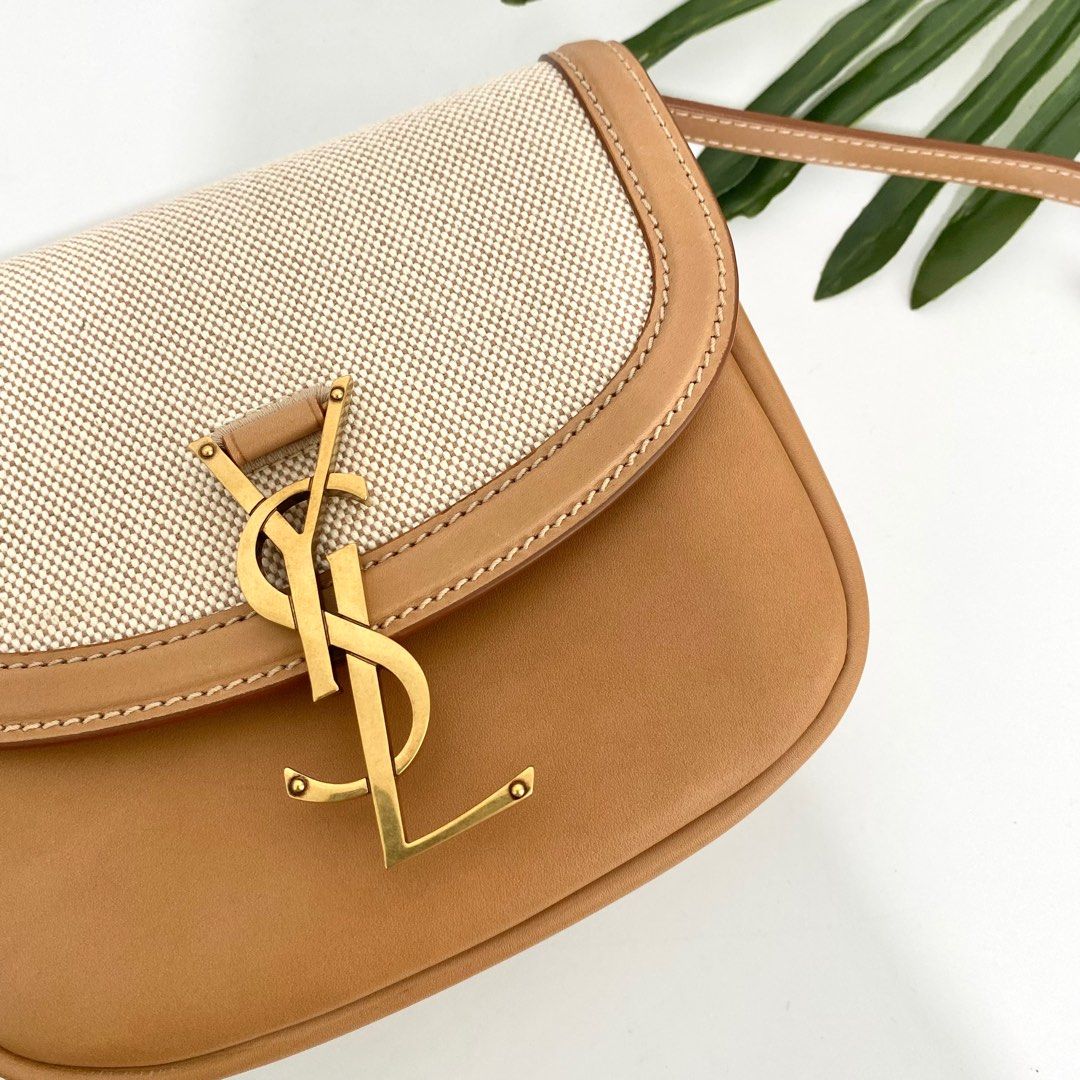 Kaia small satchel in cotton sale canvas and vintage leather