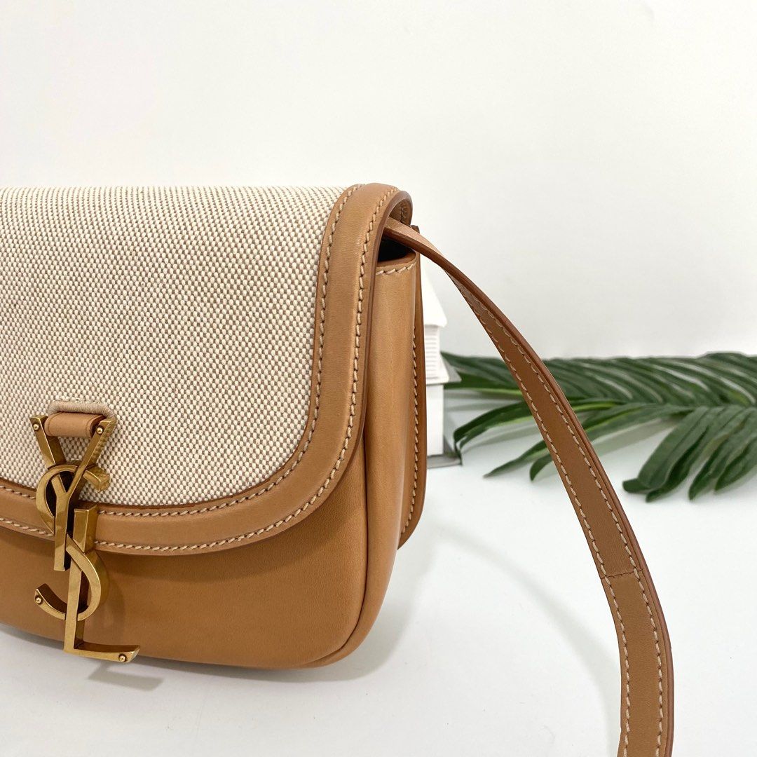 Kaia small satchel in cotton sale canvas and vintage leather