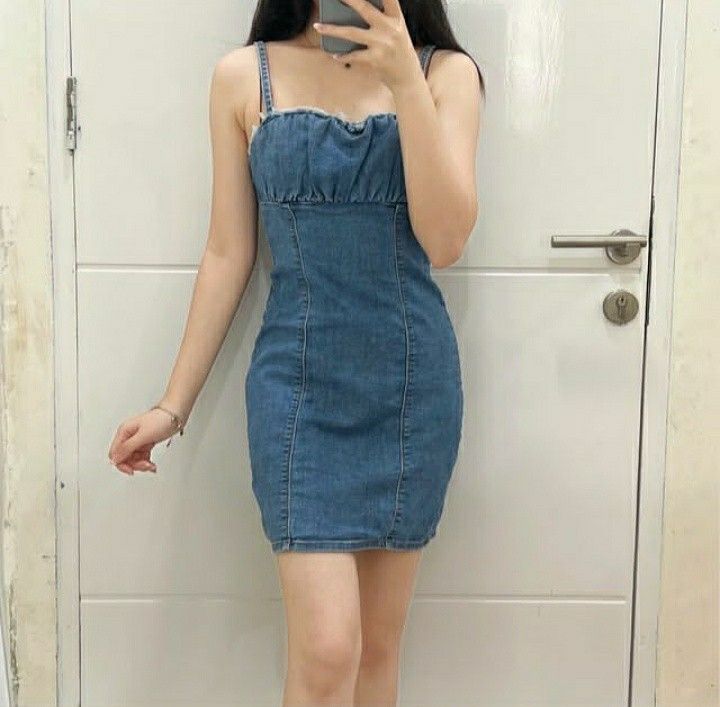 NETT Korean Denim Dress H M Fesyen Wanita Pakaian Wanita