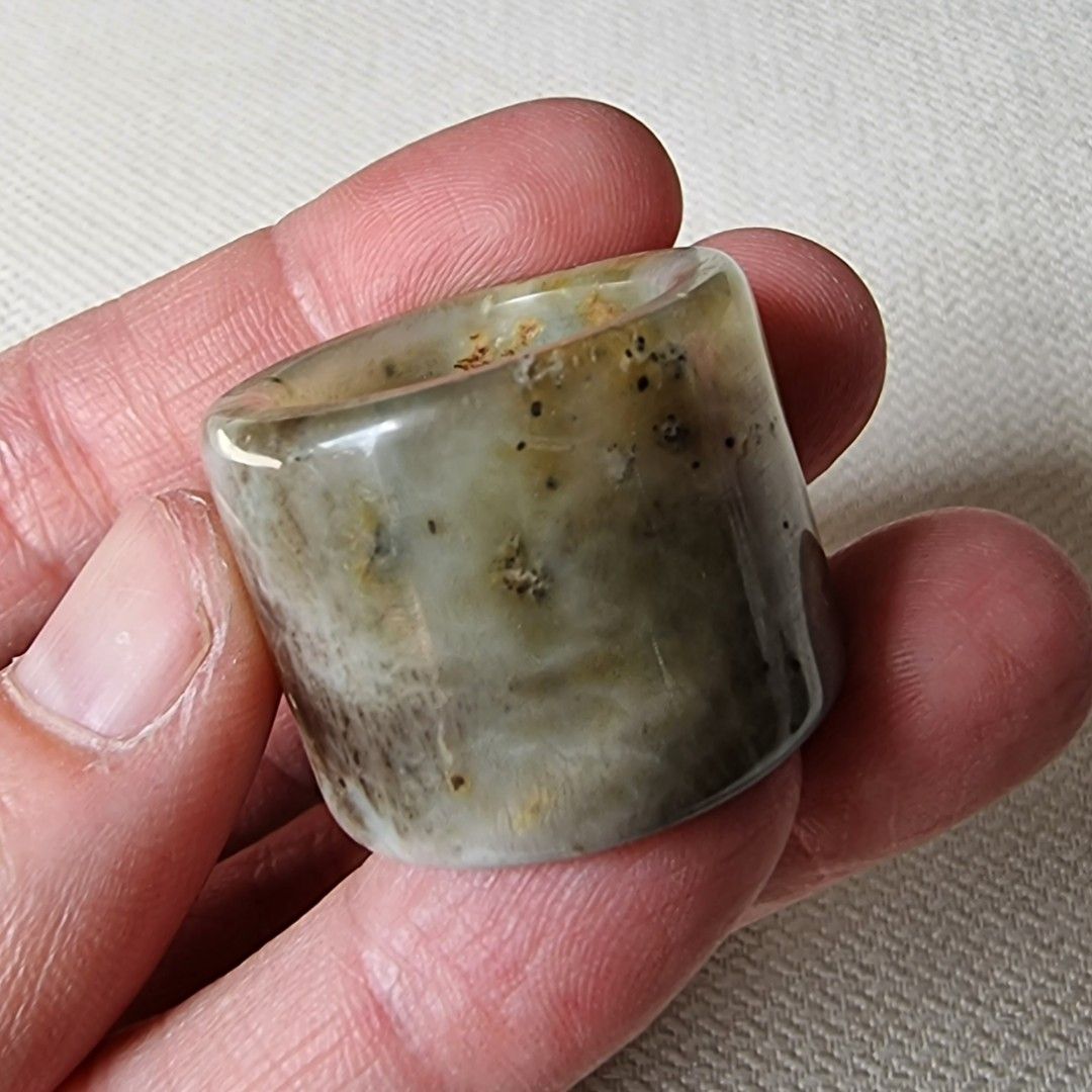 Vintage Nephrite Chinese Jade Archer s Thumb Ring Hobbies