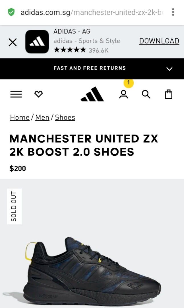 Adidas ZX 2K Boost Manchester United, Men's Fashion, Footwear, Sneakers