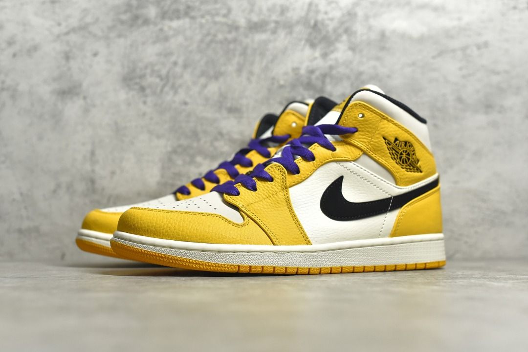Air Jordan 1 Mid Yellow white shoes
