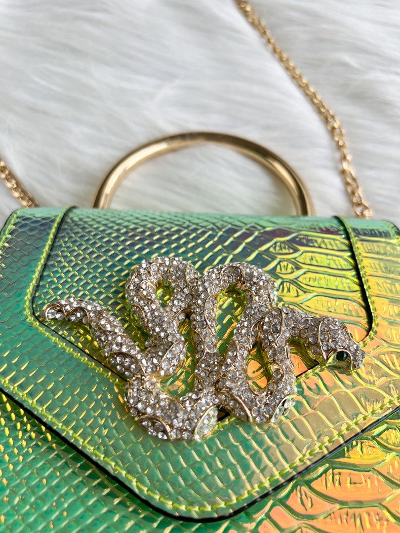 Aldo Luxe Shimmer Snake Crystal Sling Bag