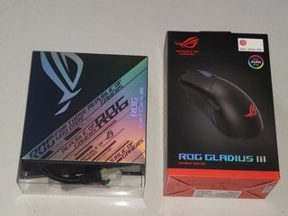 ASUS ROG Gladius III Gaming Mouse and Cat 7 LAN Cable