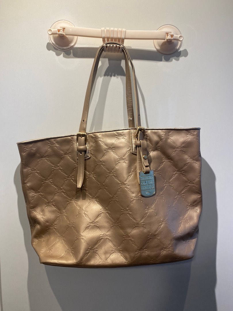 Authentic LONGCHAMP LM Cuir Metal monogram champagne gold leather large shoulder bag tote Luxury Bags Wallets on Carousell