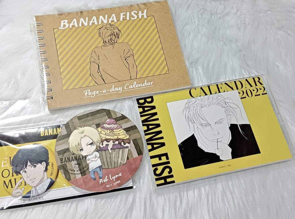 Banana Fish 2022 Calendar Ash Lynx Coaster Eiji Okumura Pin set on