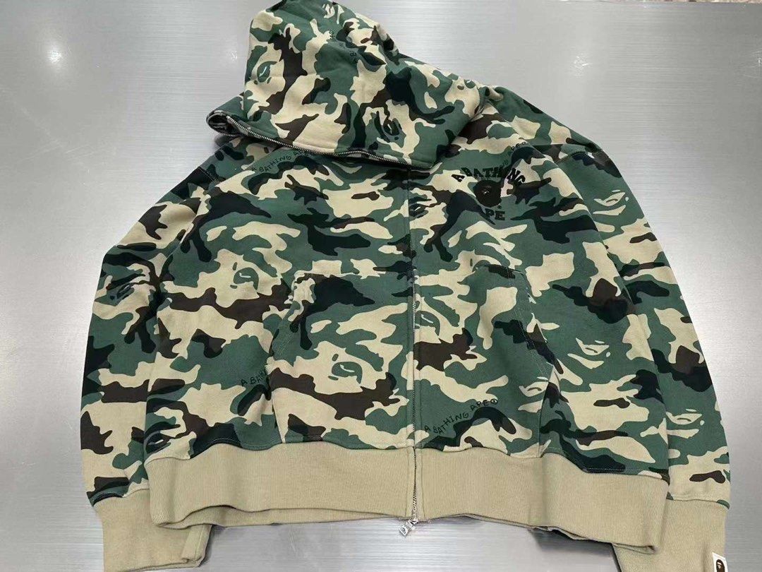 BAPE WOODLAND CAMO LOOSE FIT FULL ZIP HOODIE, Men's Fashion