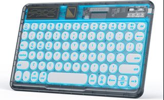 Bluetooth Keyboard Transparent Black, Multi Device Ultra-Thin Portable Wireless Bluetooth Keyboard for iPad Smartphone Tablet Laptop, Backlit Mini Rechargeable Keyboard for iOS Android Windows