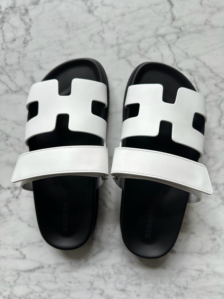 White hermes slides on sale