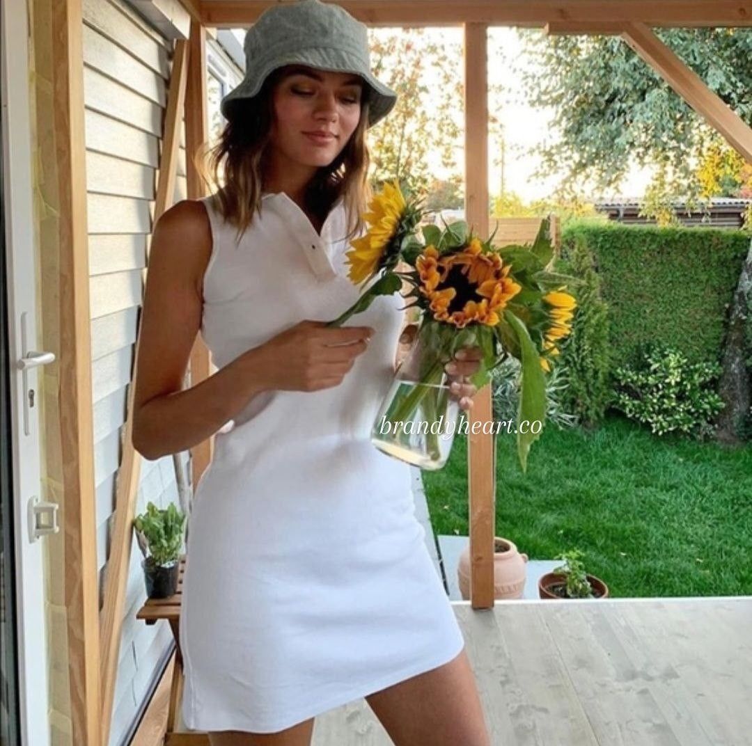 BNWT Brandy Melville Caroline Dress in white polo cotton tank