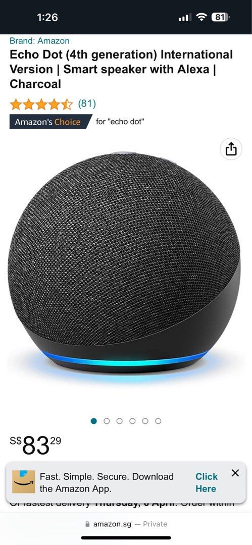  Echo Dot (4th generation) International Version, Smart speaker  with Alexa