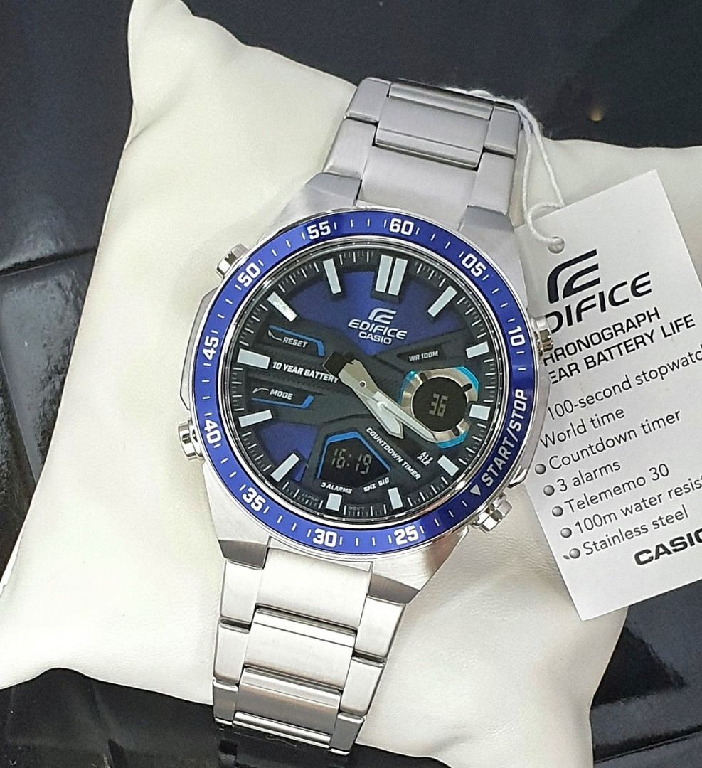 Steel Sporty Watch Blue Watches Fashion, EFV-C110, Digital EFV-C110D-2 EFV-C110D Analog Edifice EFV-C110D-2A Watches Men\'s Carousell & Chronograph Accessories, Telememo Casio Men\'s on Stainless