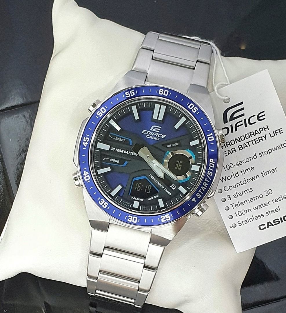 Casio Edifice EFV C110D 2A Blue Analog Digital Stainless Steel Telememo Chronograph Men s Sporty Watch EFV C110D 2 EFV C110D EFV C110 Men s Fashion Watches Accessories Watches on Carousell