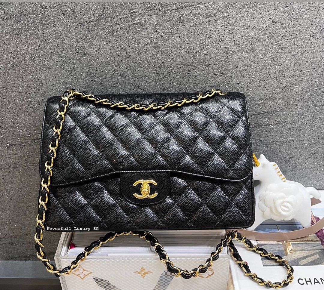 Chanel Classic Jumbo Double Flap Black Caviar Ghw Bag, Luxury, Bags &  Wallets on Carousell