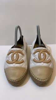 Chanel espadrille leather white
