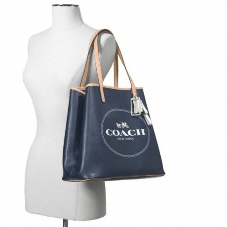 Coach F31315 Metro Horse & Carriage Navy Blue Saffiano Leather Tote Bag 18  X12