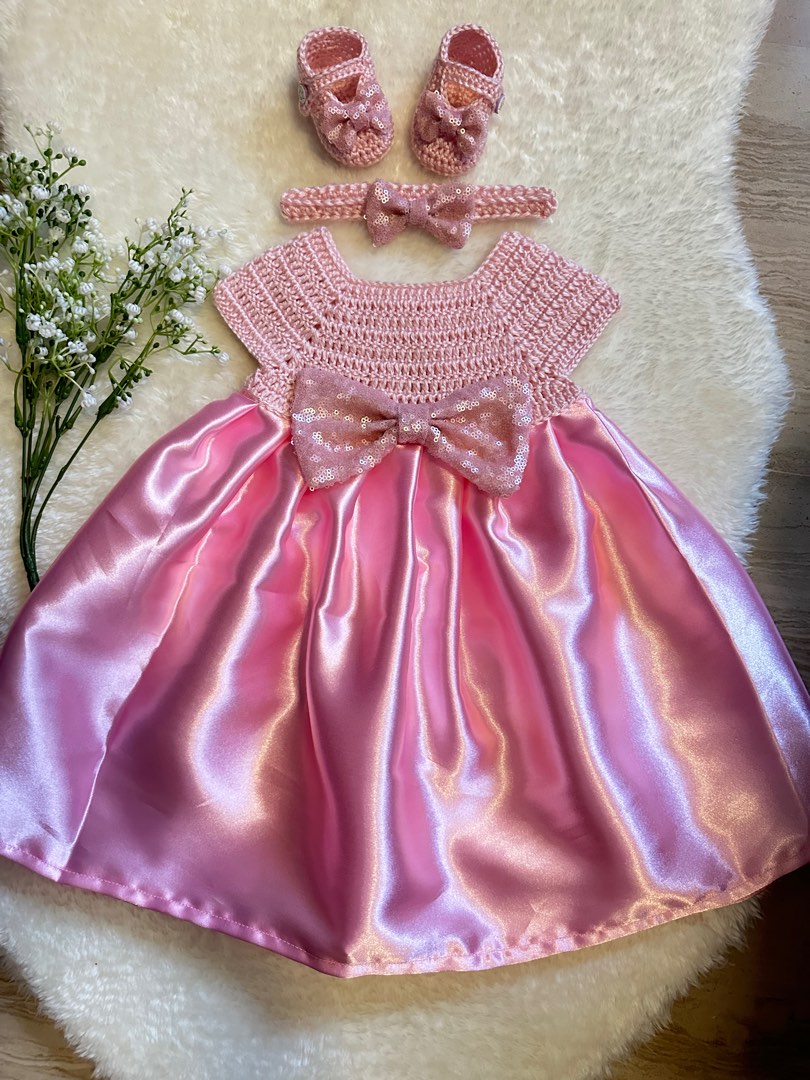 Crochet baby girls dress set