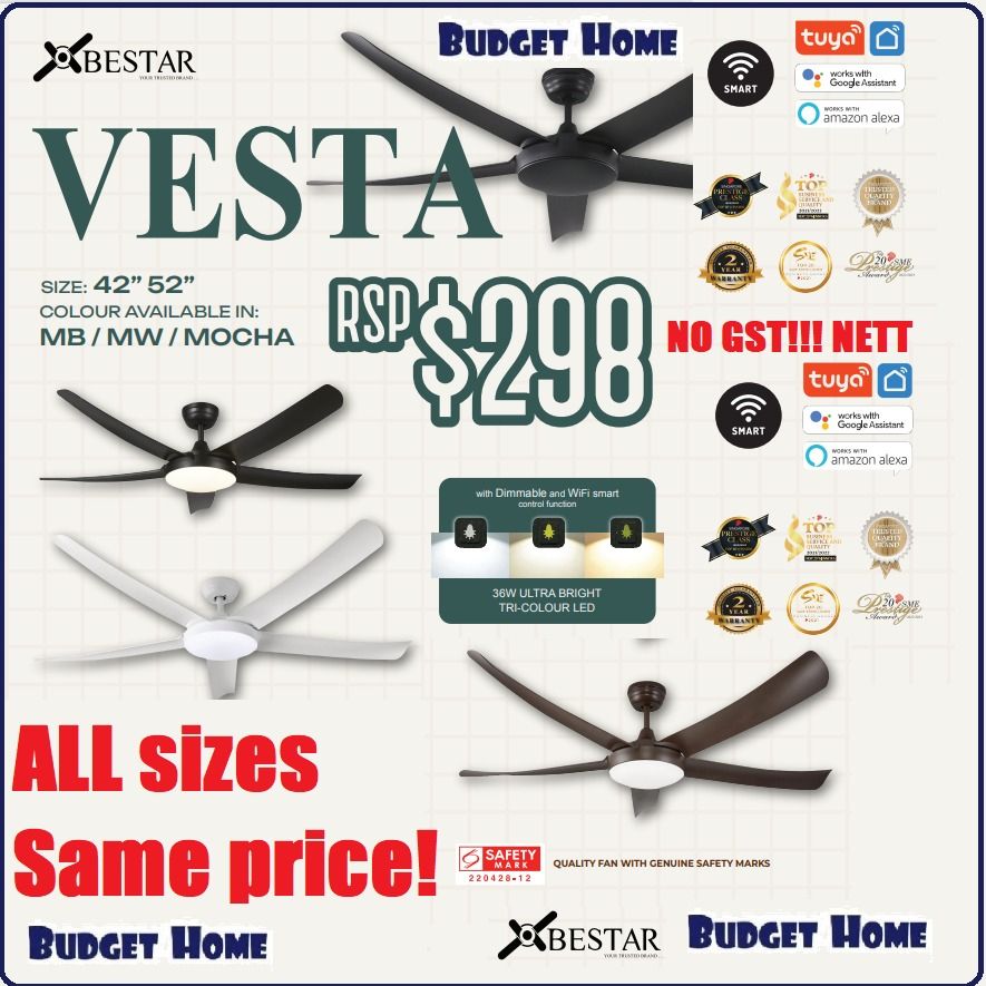 Dc Smart ceiling fan // Bestar vesta smart dc motor fan with light