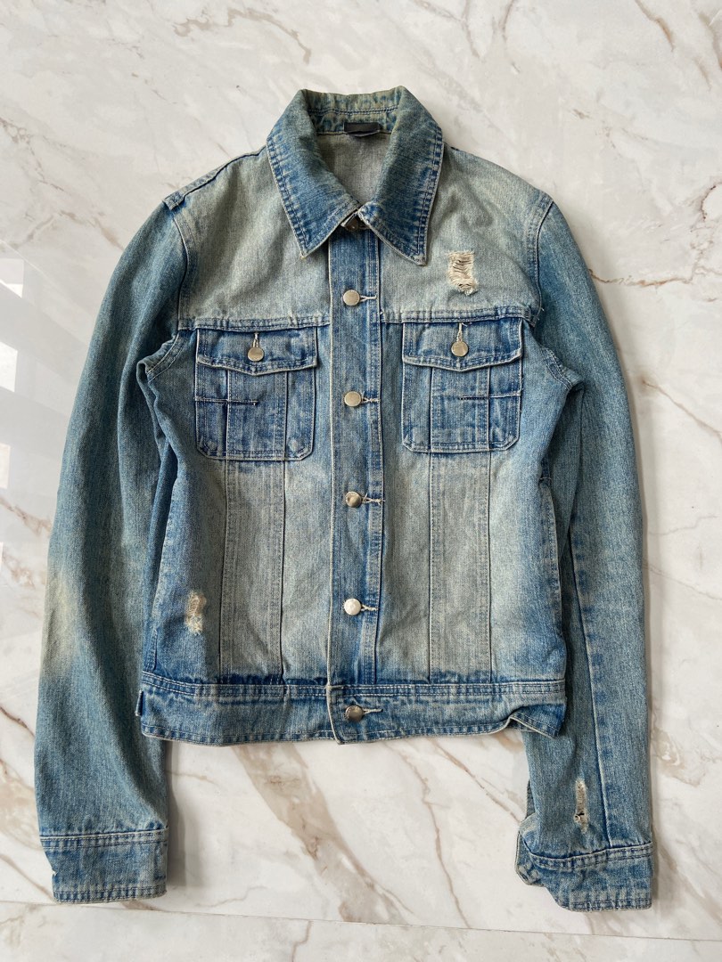 Dior Homme Hedi Slimane Denim Jacket Authentic, Fesyen Pria, Pakaian , Baju  Luaran di Carousell