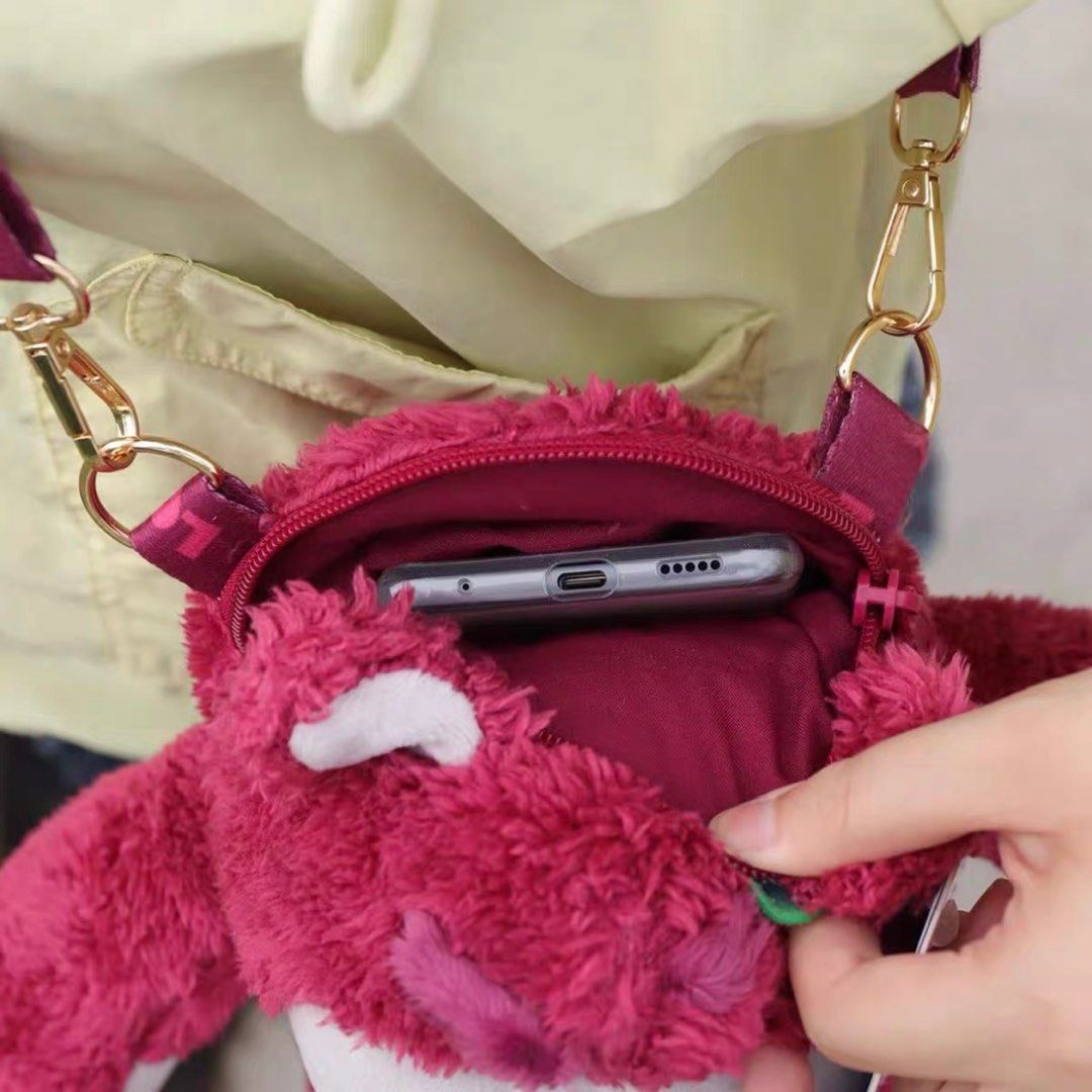 Disney Lotso Bear Backpack Strawberry Bear Bag Huggable Doll Toy Story