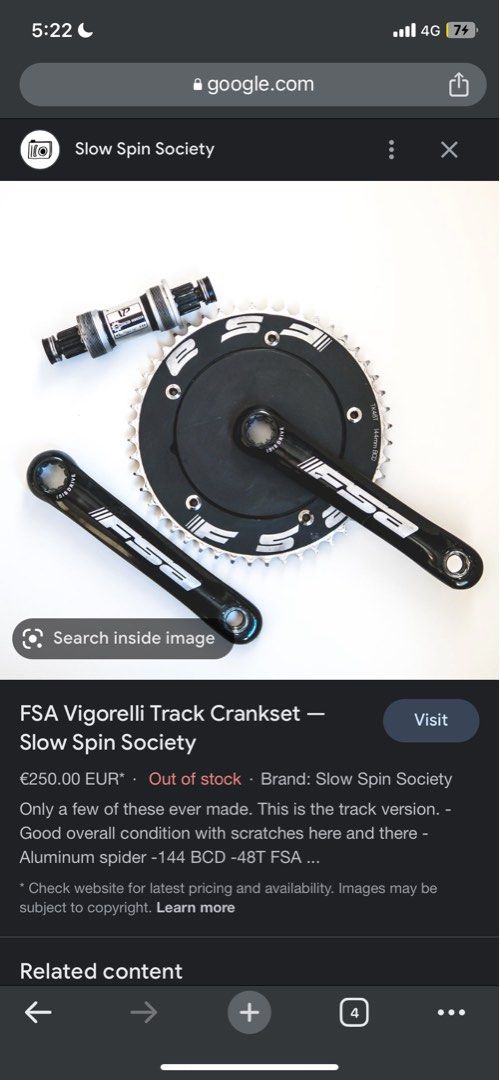 Fsa store vigorelli crankset
