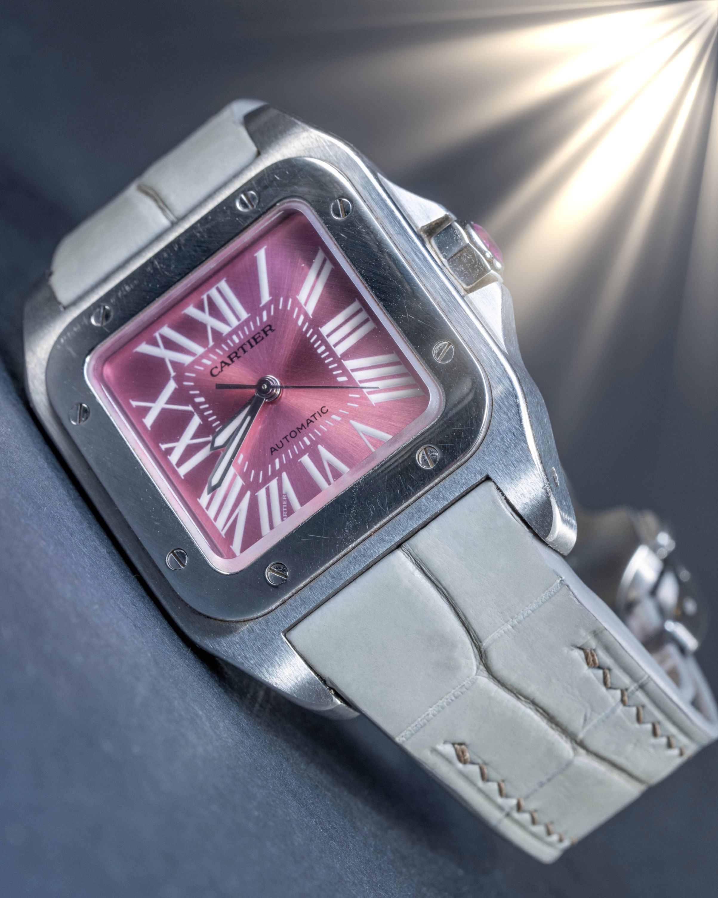cartier women's watch pink face