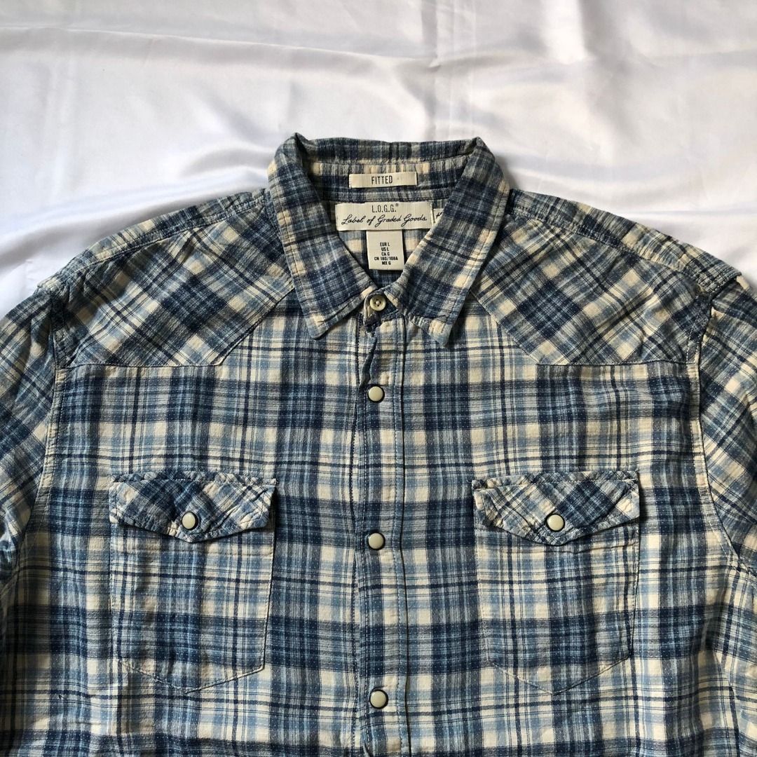 H&M Double Pocket Workwear Button Up Shirt, Fesyen Pria