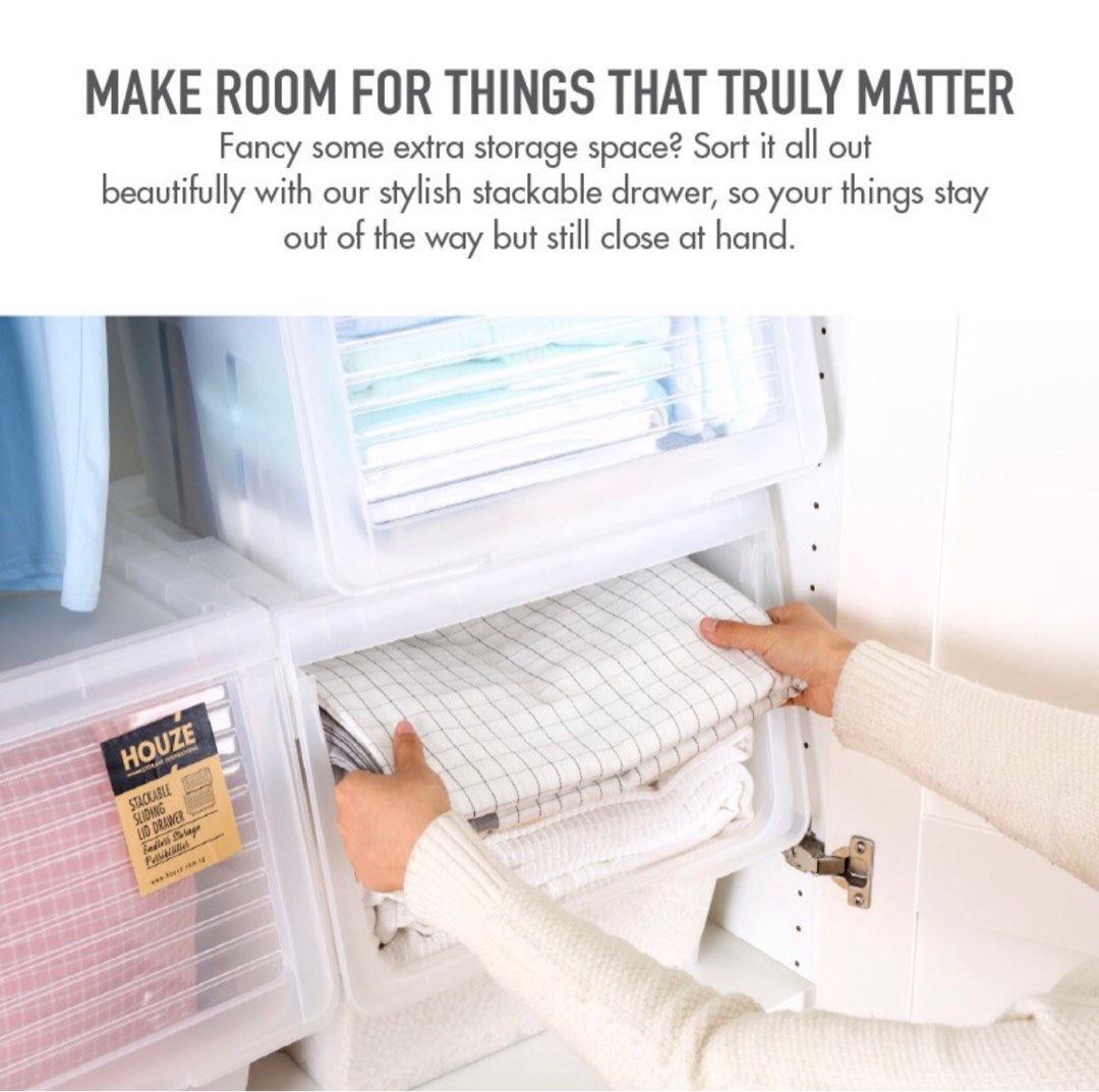 Houze Stackable Storage / Sliding Lid Drawer, Furniture & Home Living ...