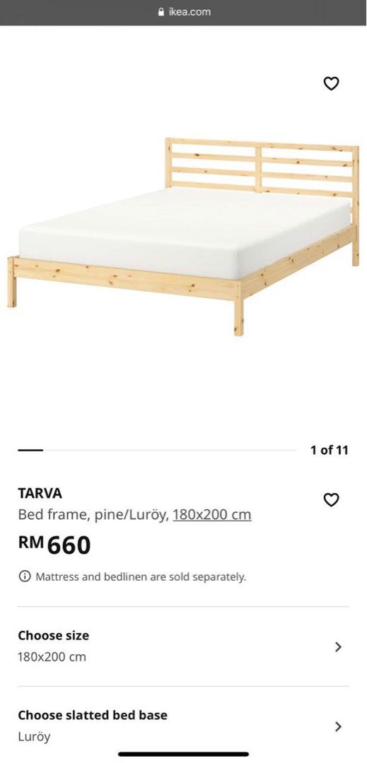 Ikea Tarva King size bed frame New, Furniture & Home Living, Furniture