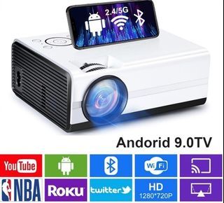 (INCLUSIVE DELIVERY) SUMATO 4K Android 6000 Lumens Bluetooth WiFi Projector Wireless Portable Projector Smartphone Screen Built in NETFLIX YOUTUBE GOOGLE CHROME GOOGLE PLAY STORE ETC