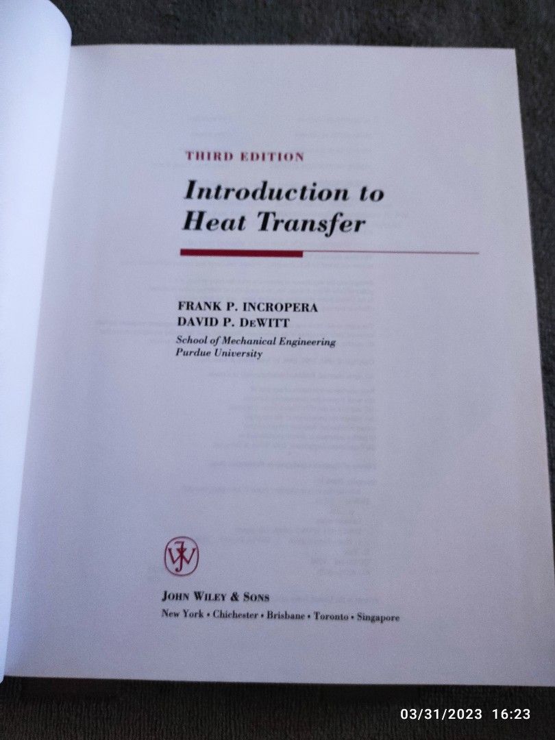Libro Incropera Introduction to Heat Transfer (Incropera and DeWitt), Hobbies & Toys ...