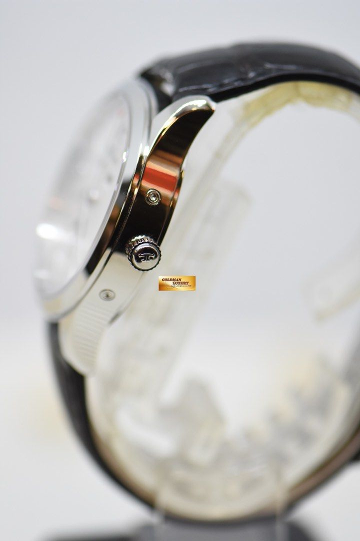 JLC MASTER CONTROL CALENDAR MOONPHASE 40mm STEEL IN LEATHER STRAP