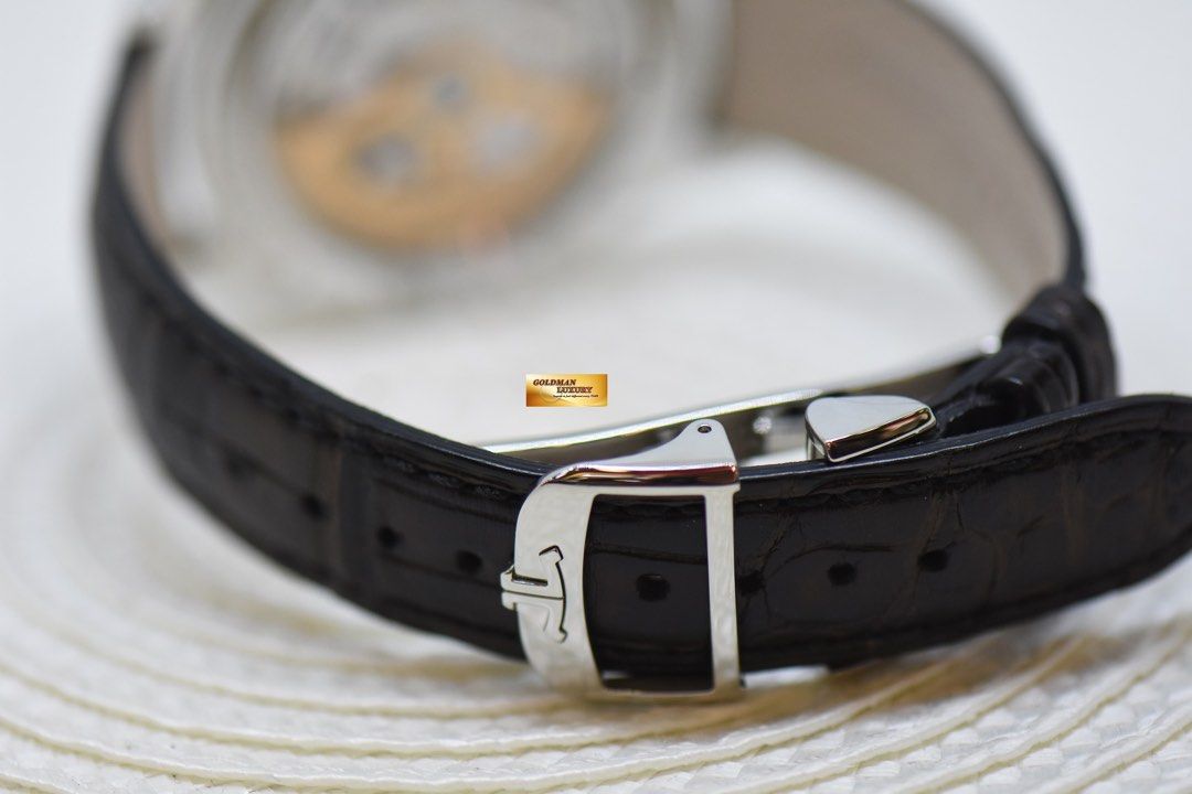 JLC MASTER CONTROL CALENDAR MOONPHASE 40mm STEEL IN LEATHER STRAP