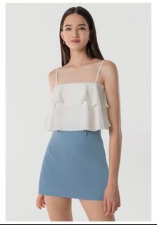 Lovet Gia Layered Cami Crop Top (White)