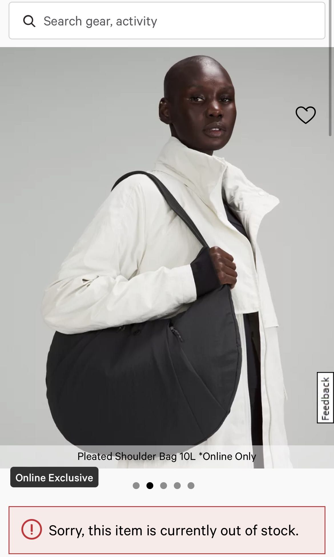 Lululemon pleated shoulder bag black, Women