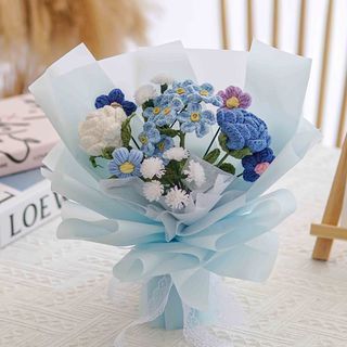 Maria Blue Crochet Flower bouquet