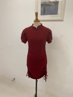 Maroon Ruched dress