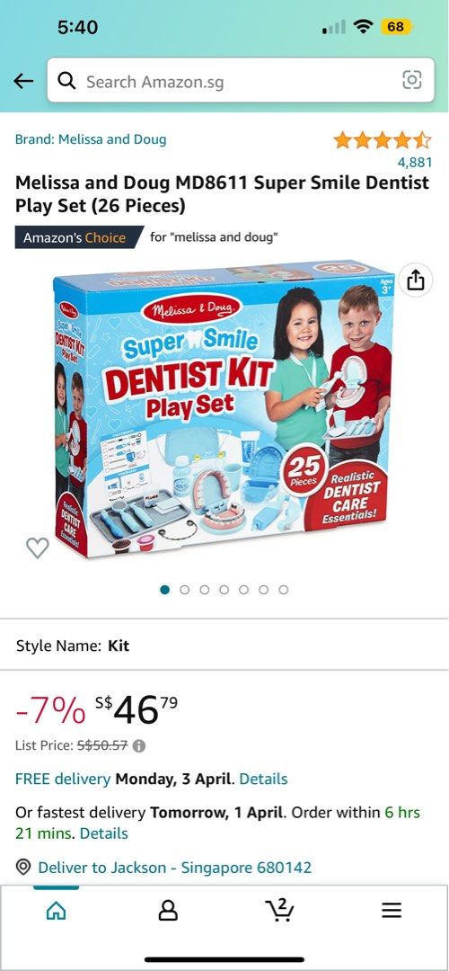Melissa & Doug Super Smile Dentist Kit Play Set 25 Pc Accessories