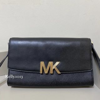 九成新✨Michael Kors Montgomery 黑色 大logo 斜背包 側背包
