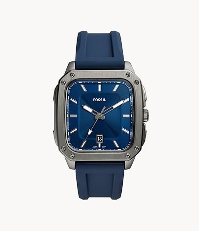 NEW Fossil Inscription Three Hand Date Navy Silicone Watch 42mm FS5979 Men s Fashion Watches Accessories Watches on Carousell