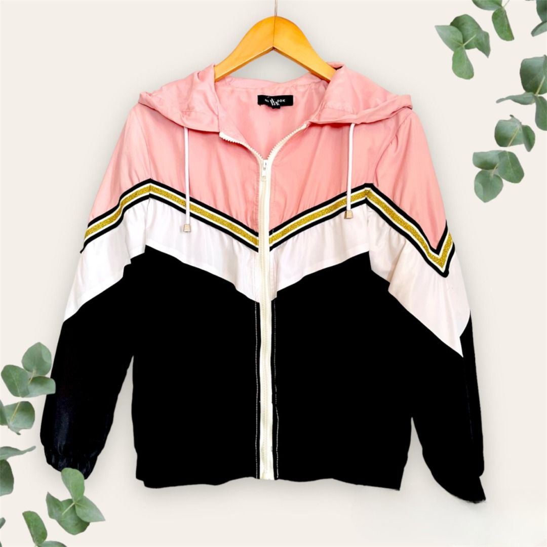 Pink white and black windbreaker hotsell