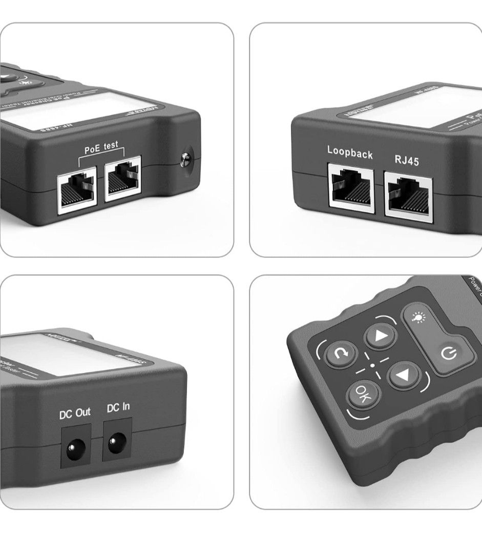 Network Cable Tester, NF-488 POE Cable Tester For Power Over Ethernet, Cable Tester Kit For CAT5e/CAT6/CAT6a, RJ45 Network Cable Continuity Checking, Switch Loop-Back POE Detector