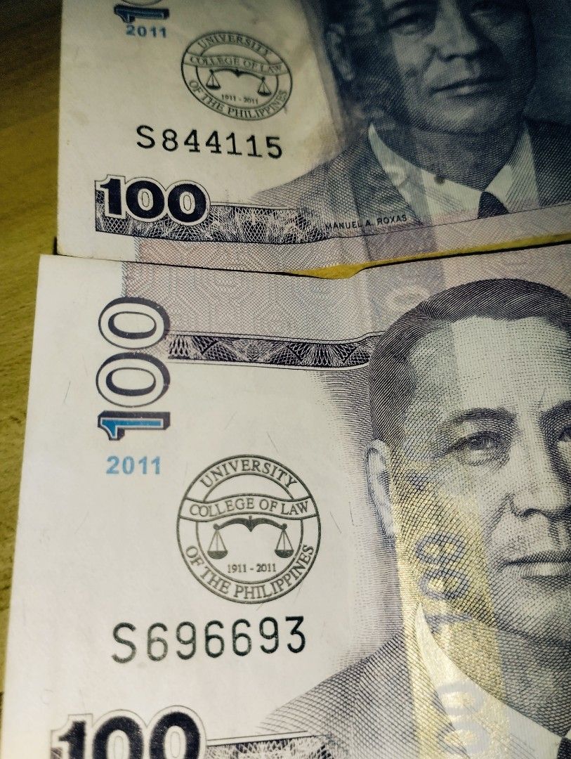 100 Peso Bills with University seals (Category: Currency) located in Paranaque City. Submitted by nathan4you (Listing ID 1223935544, Image 2). Description: Has AdMU and UP seals Has folds 1k if take all.