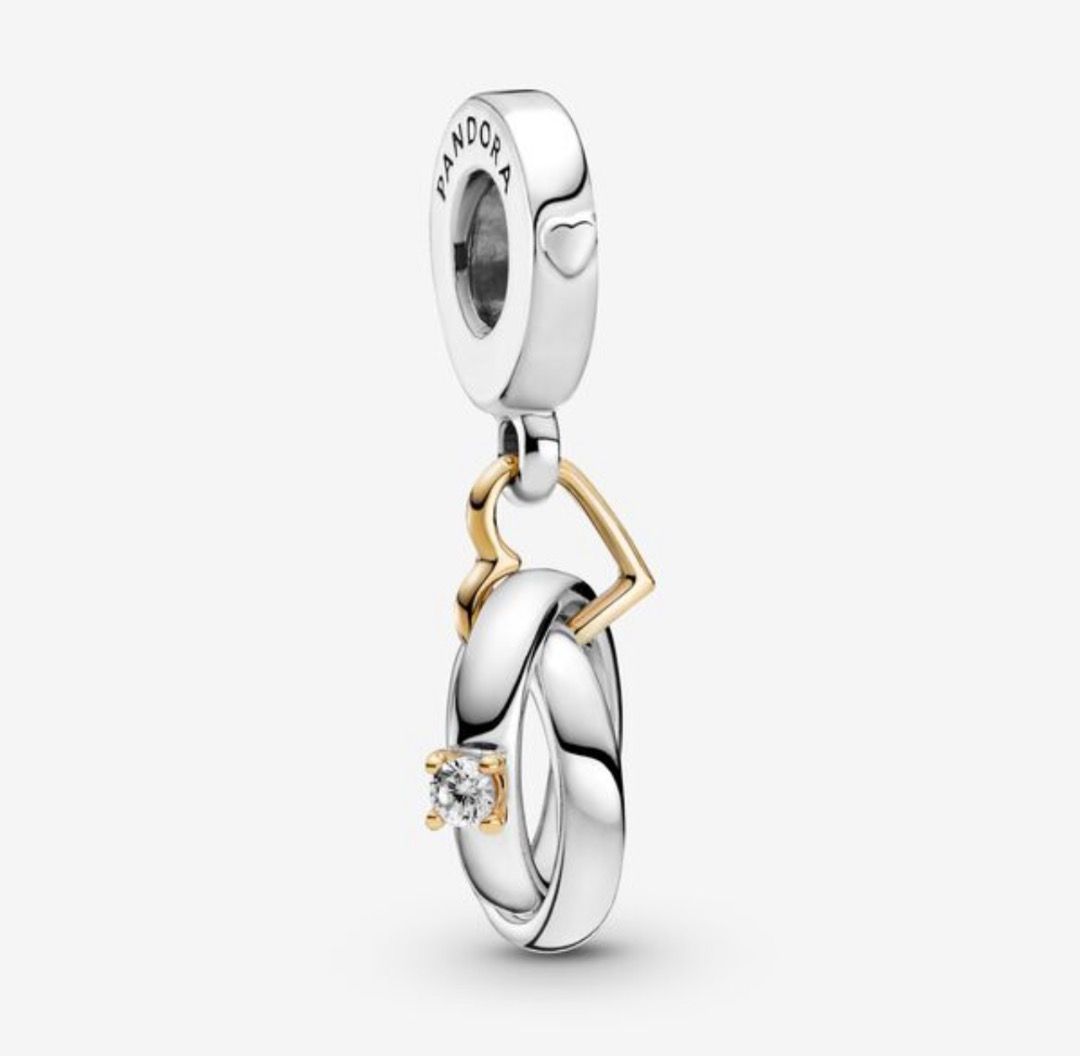 Pandora Two tone wedding ring dangle charm sterling silver and