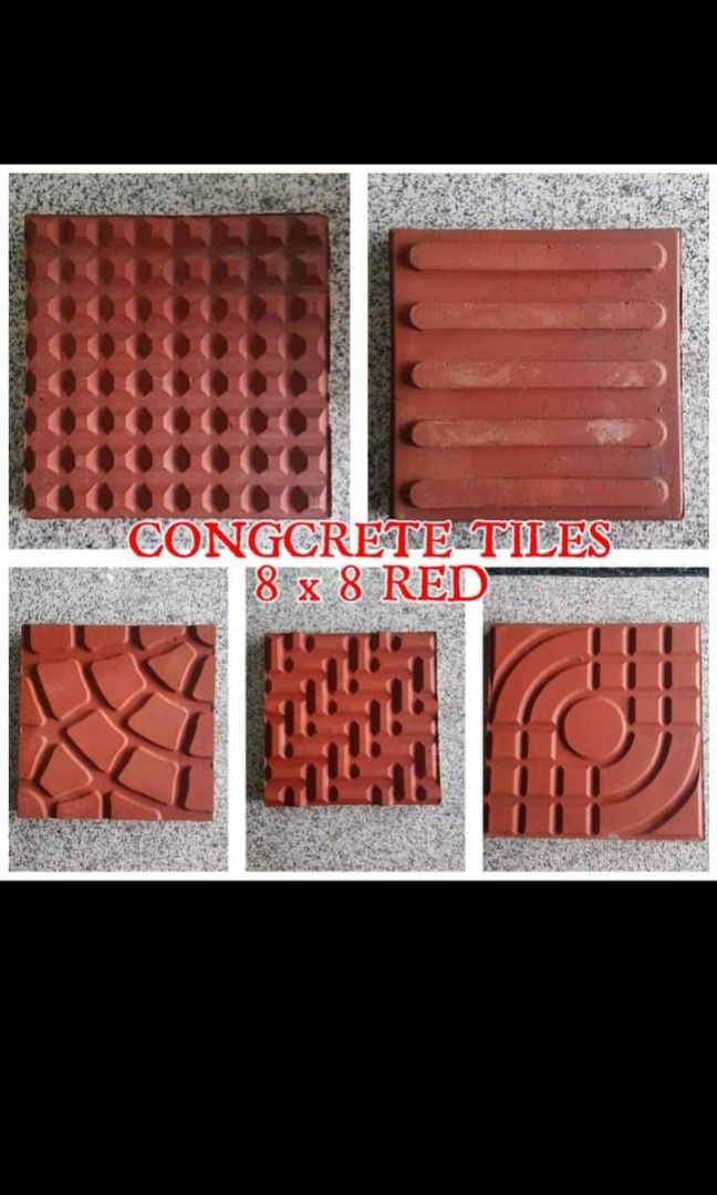 RED CONCRETE TILES (Category: Construction & Building Materials) located in San Mateo. Submitted by dessertmineenterprises1702 (Listing ID 1223828016, Image 1). Description: 8*8 PHP 22.00 10*10 PHP 35.00.