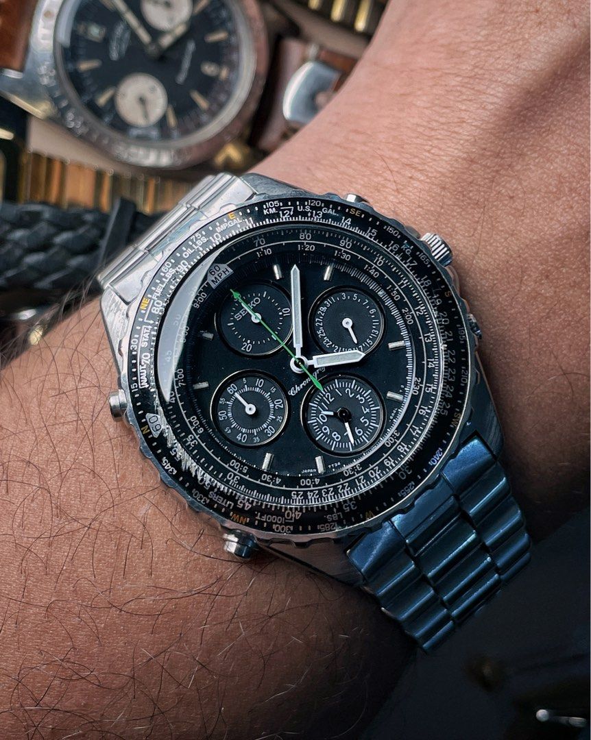 Seiko Flightmaster Vintage SBBP 001 7T34 6A20 Men s Fashion