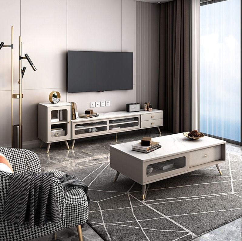 Sintered stone Coffee Table Drawer and Sliding door of both sides